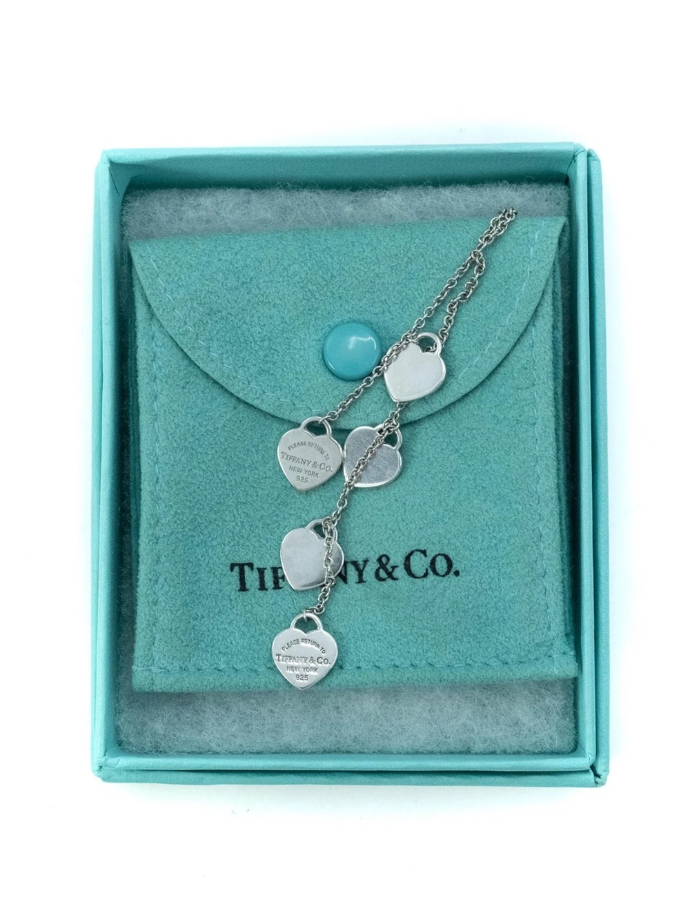 Tiffany & Co. “Return to Tiffany” Sterling Silver Multi-Heart Lariat Necklace